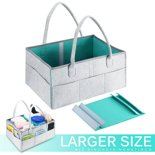 Felt Storage Nappy Nursery Organizer Basket Infant Baby Diaper Caddy Wipe Bag LI